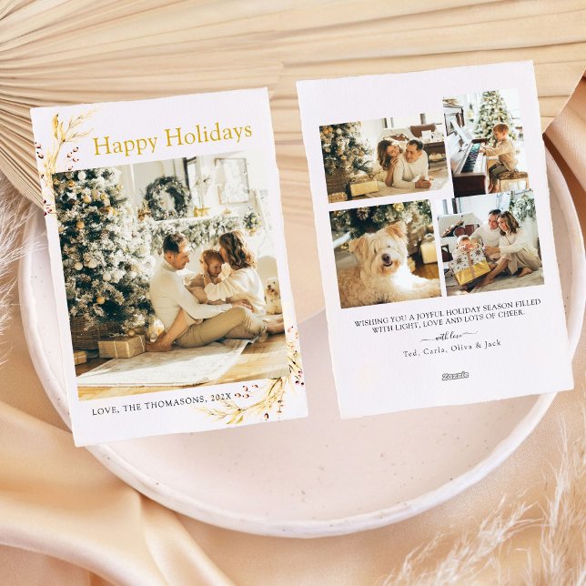 Christmas Modern Minimalist Gold Family Photo  Holiday Card (Creator Uploaded)