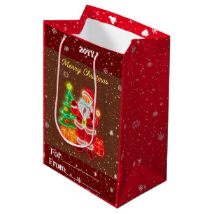 Christmas Modern Neon Holiday Collection Medium Gift Bag