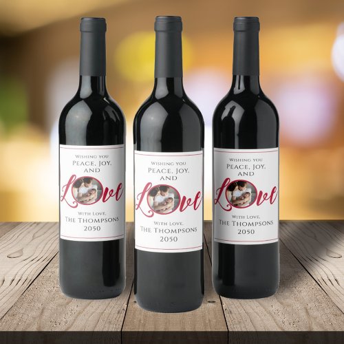 Christmas Modern Photo Calligraphy Simple Cute  Wine Label