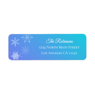Christmas Modern Purple Blue Snowflake Address Label