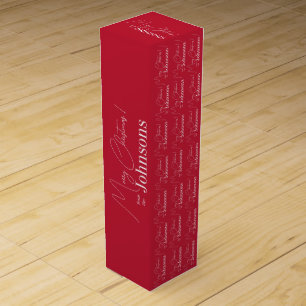 Christmas Modern Red Merry Christmas Wine Box