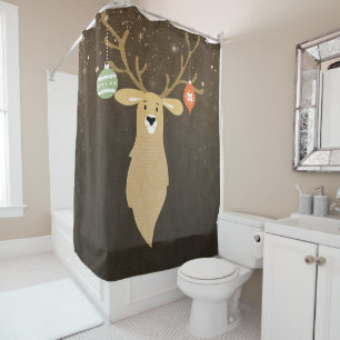 Christmas Modern Rustic Winter Deer Holiday Chic Shower Curtain