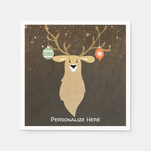Christmas Modern Rustic Winter Deer Holiday Party Napkins