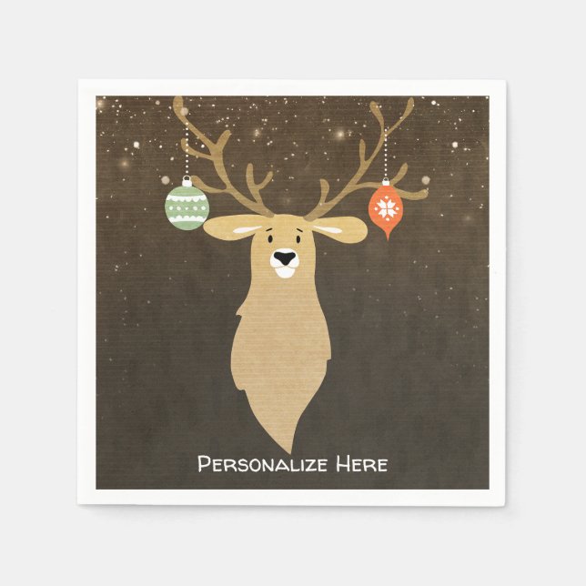 Christmas Modern Rustic Winter Deer Holiday Party Napkins (Front)