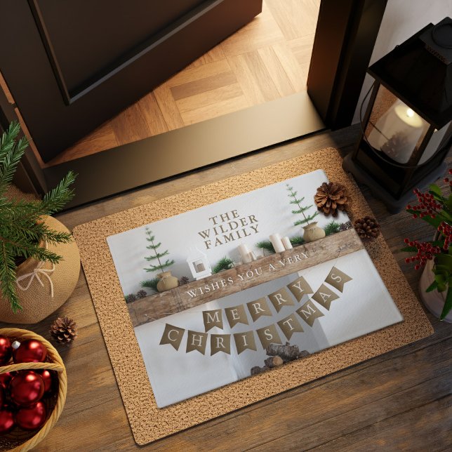 Christmas Modern Scandi Family Name Doormat (A festive and fun doormat for the Holiday Season. Just add your name)