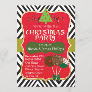 Christmas Modern Tree & Cake Pops Invitations