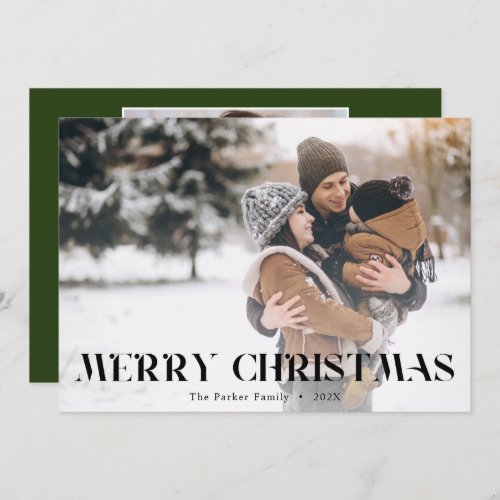 Christmas Modern typography black overlay photo Holiday Card