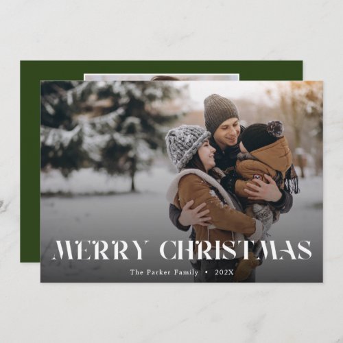 Christmas Modern typography overlay text photo Holiday Card