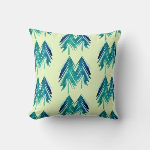 Christmas Modern Winter Forest Trees Throw Pillow