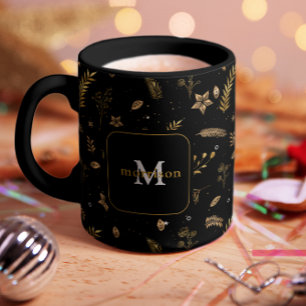 Christmas Modern Winter Holiday Gold Arch Monogram Mug