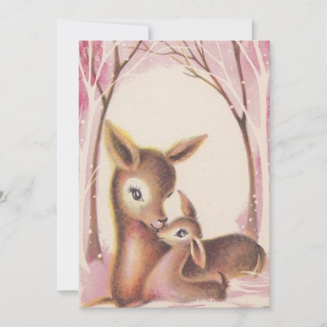 Christmas Mom and Baby Christmas Deer Holiday Card (Front)