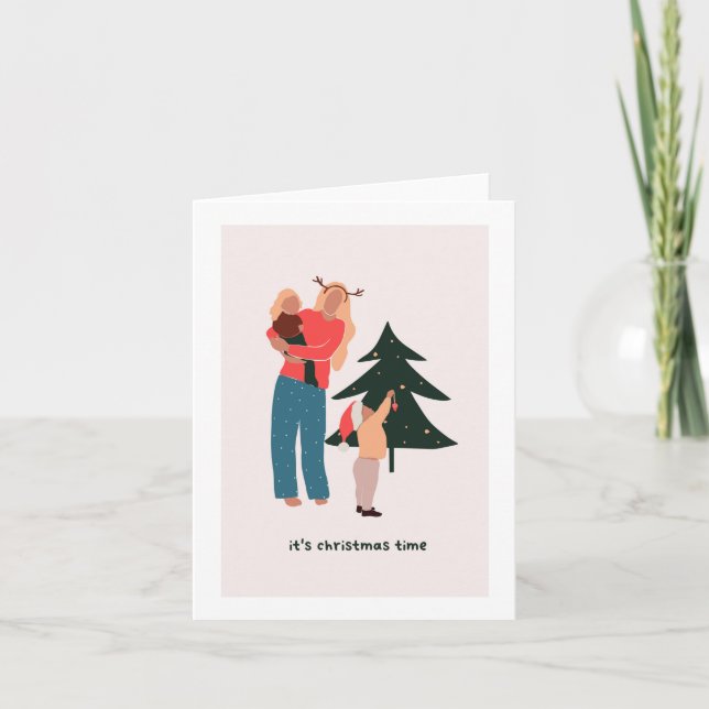 Christmas Mom and Children Greeting Card (Front)