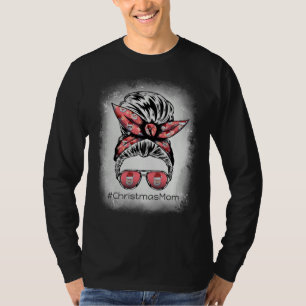 Christmas Mom Bleached with  Santa Face on Sunglas T-Shirt