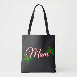 Christmas Mom Red Holly Berry Festive Gift for Mom Tote Bag