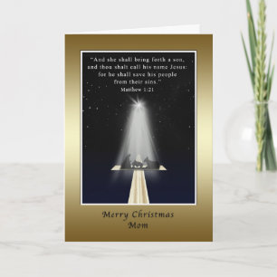 Christmas, Mom, Religious, Nativity and Cross Holiday Card