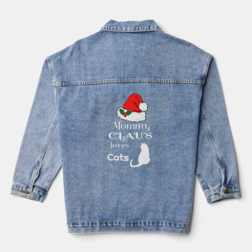 Christmas Mommy Cats Claus Matching Pajama Santa H Denim Jacket