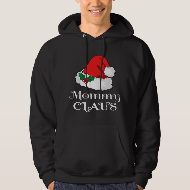 Christmas Mommy Claus Matching Pajama Santa Hat X- Hoodie (Front)