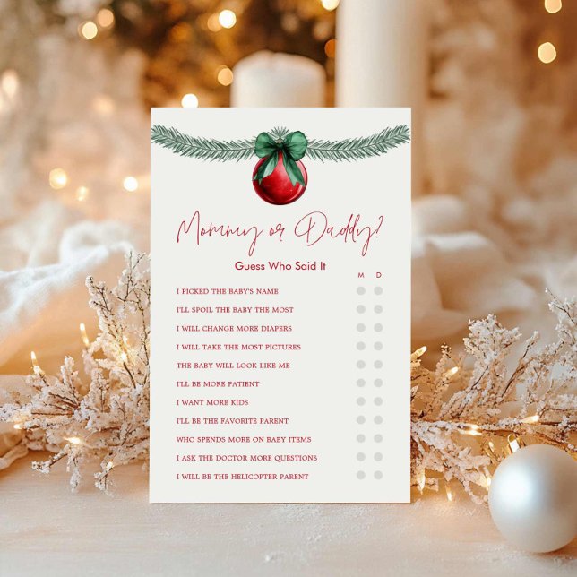 Christmas Mommy or Daddy game (Christmas Baby Shower Mommy or Daddy Game)
