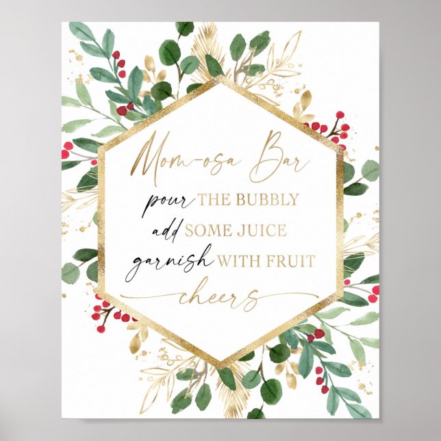 Christmas Momosa bar pour the bubble baby shower Poster (Front)