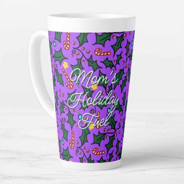 Christmas Moms Fuel Purple Pattern Latte Mug (Left Angle)