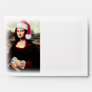 Christmas Mona Lisa With Santa Hat Envelope