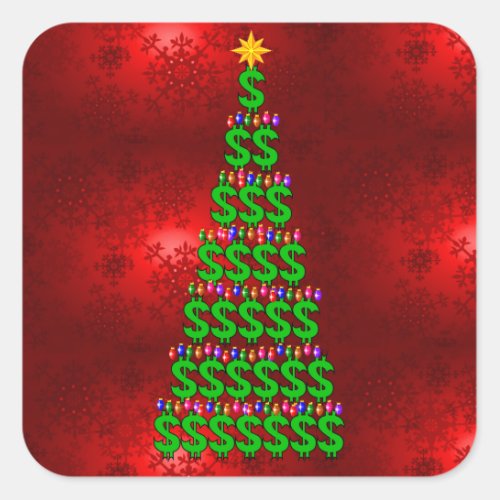 Christmas Money Tree Square Sticker