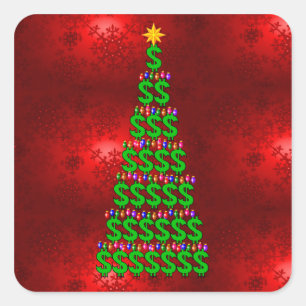 Christmas Money Tree Square Sticker