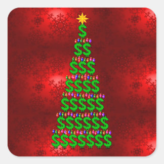 Christmas Money Tree Square Sticker