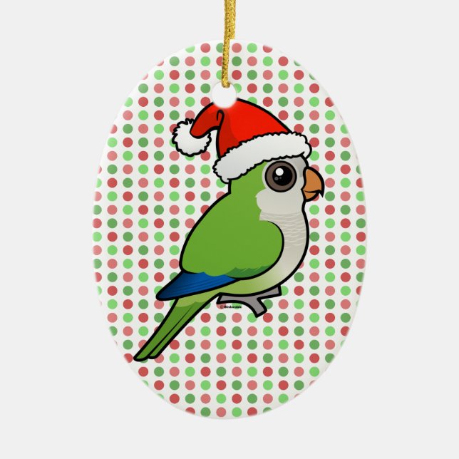 Christmas Monk Parakeet Ceramic Ornament (Front)