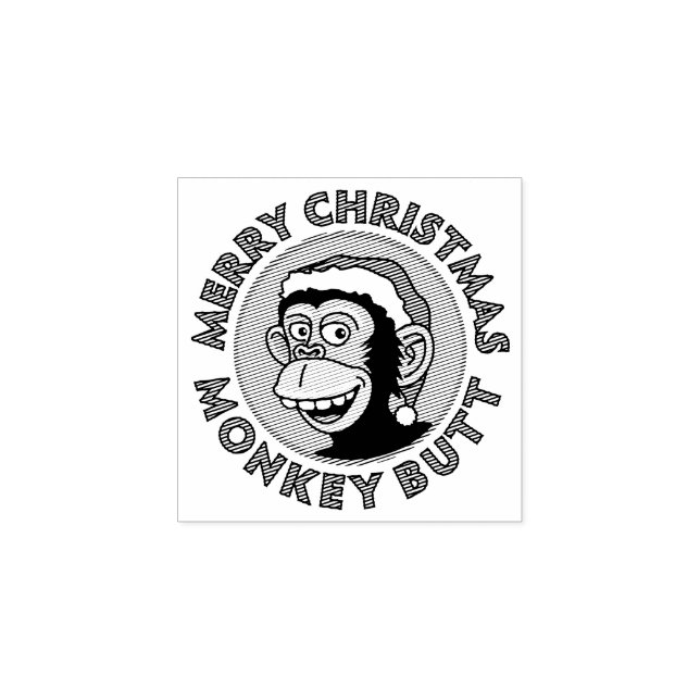 Christmas Monkey Butt Wood Art Stamp (Imprint)