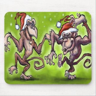 Christmas Monkey Elves Mouse Pad