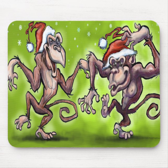 Christmas Monkey Elves Mouse Pad (Front)