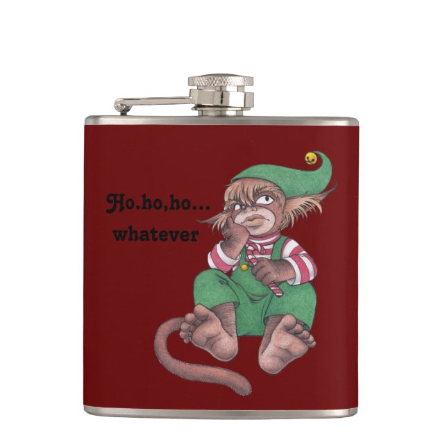 Christmas Monkey Gnome Flask (Front)