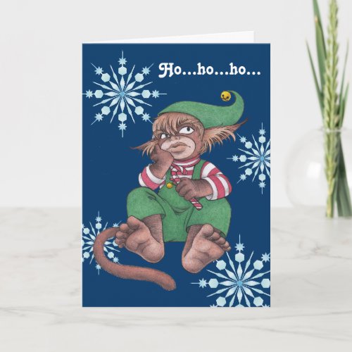 Christmas Monkey Gnome Holiday Card