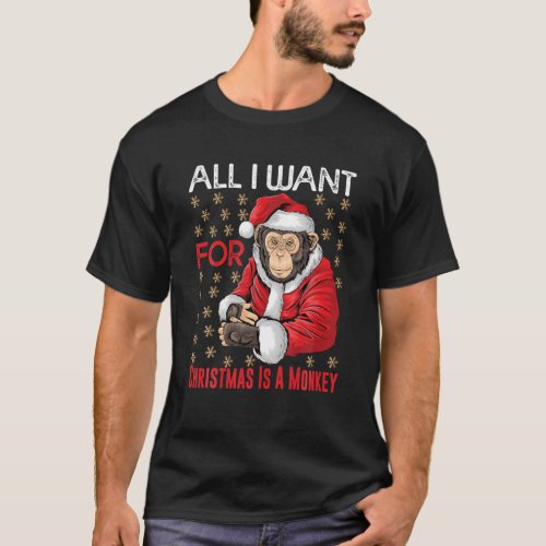 Christmas Monkey Lover Xmas Funny Monkey Pajama An T_Shirt