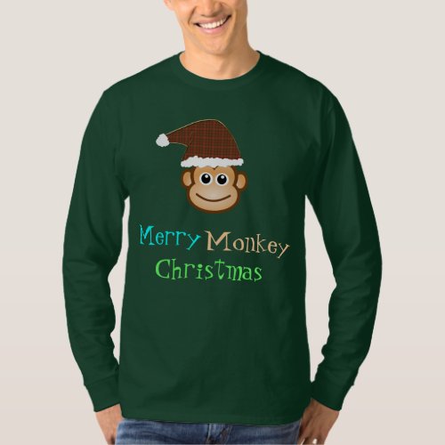 Christmas Monkey Mens Long Sleeve T_Shirt