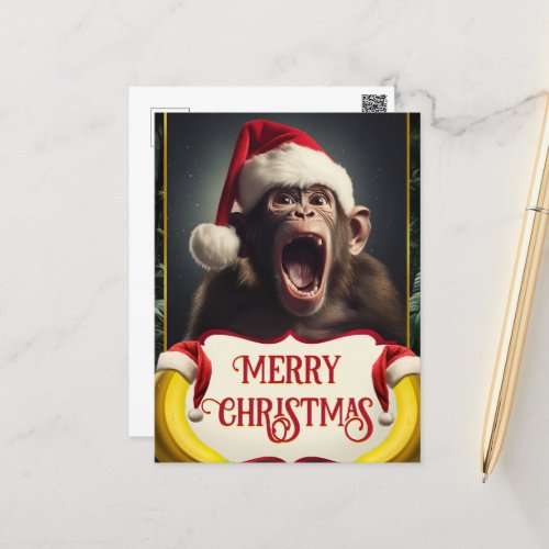 Christmas Monkey Postcard