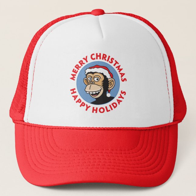 Christmas Monkey Trucker Hat (Front)
