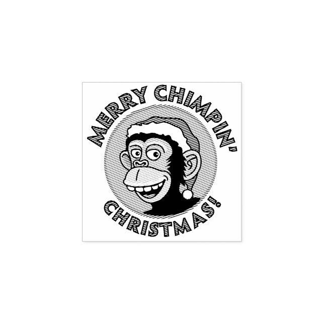 Christmas Monkey Wood Art Stamp (Imprint)