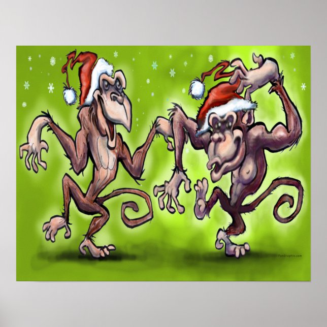 Christmas Monkeys Poster (Front)