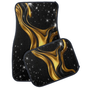 Christmas Monochrome Liquid Gold Abstract Pattern Car Floor Mat