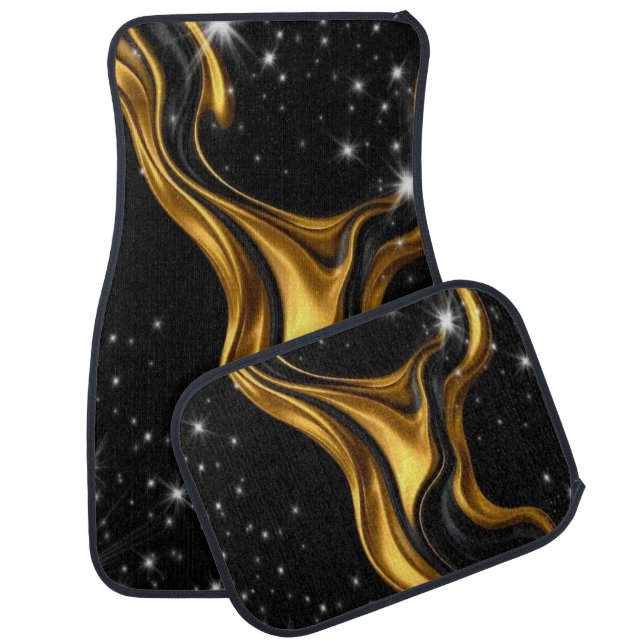 Christmas Monochrome Liquid Gold Abstract Pattern  Car Floor Mat (Set)