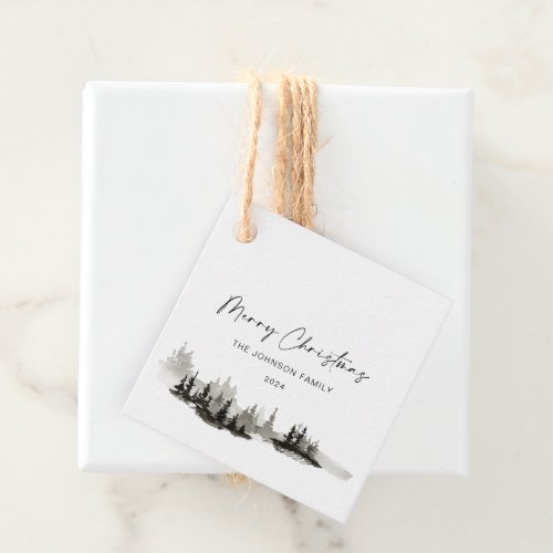 Christmas Monochrome Winter Landscape Favor Tags