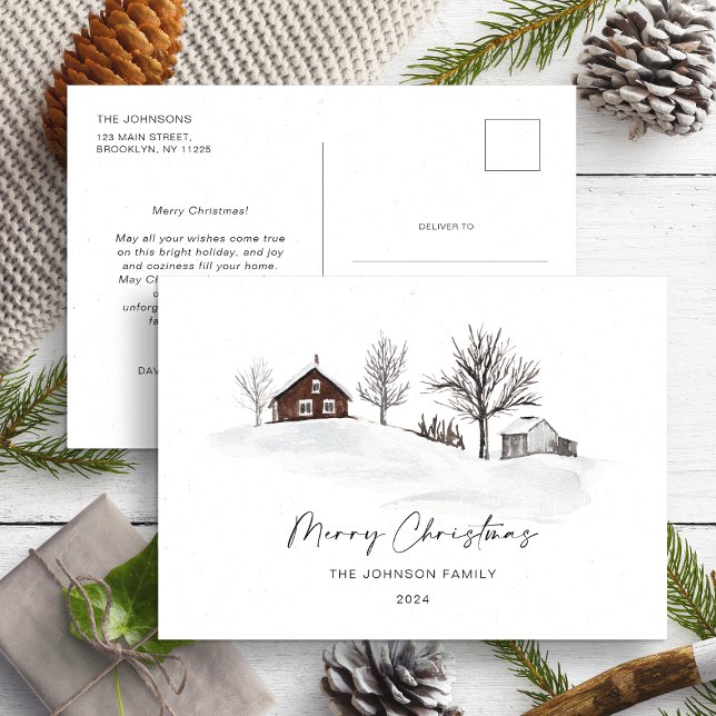 Christmas Monochrome Winter Landscape Non Photo Postcard (Creator Uploaded)