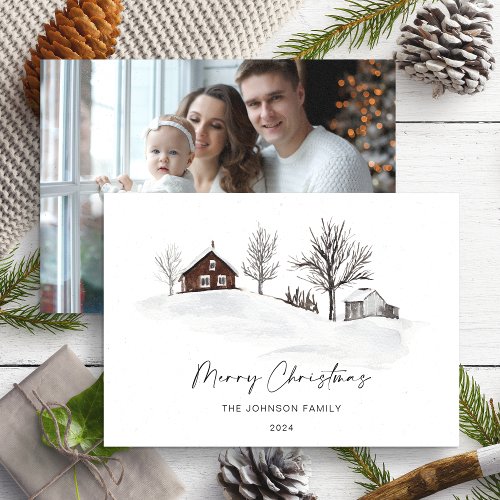 Christmas Monochrome Winter Landscape Photo Card 