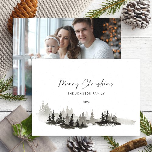 Christmas Monochrome Winter Landscape Photo Card