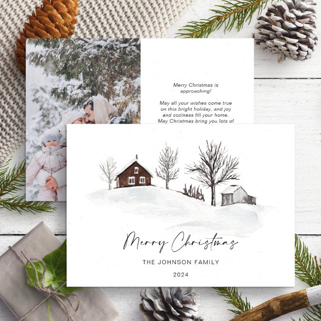 Christmas Monochrome Winter Landscape Photo Holiday Card (Creator Uploaded)