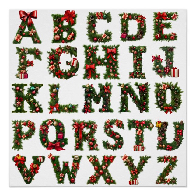 Christmas monogram ABC, alphabet, all letters Poster (Front)