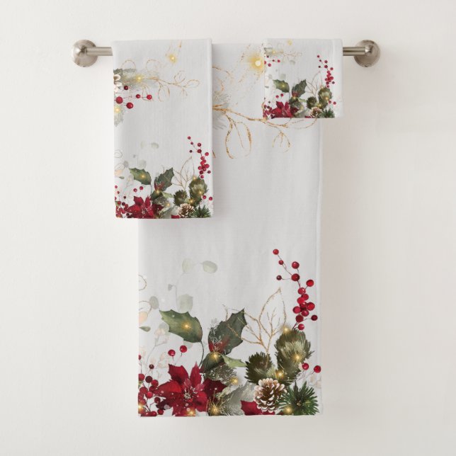 Christmas Monogram Bathroom Towel Set (Insitu)