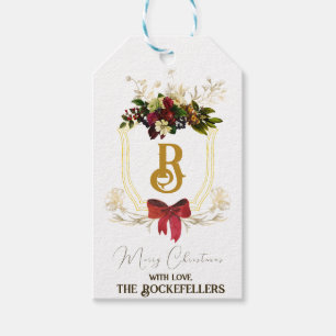 Christmas Monogram Beautiful Floral Gift Tags